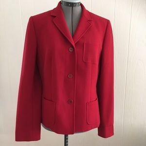 Loft red polyester/wool blend blazer size 8